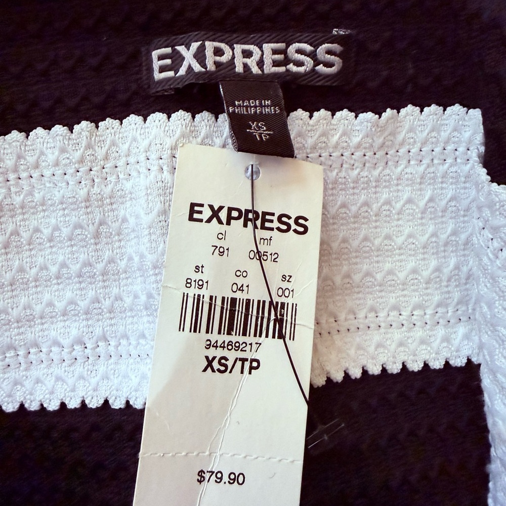 NWT Express Striped Strapless Cocktail Dress XS Coastal Nautical Graduation - Picture 3 of 4